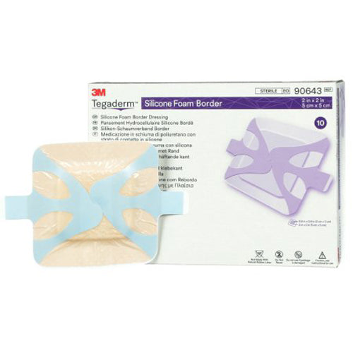 3M, 3M Tegaderm Silicone Foam Dressing 2 x 2 Inch, Box Of 10