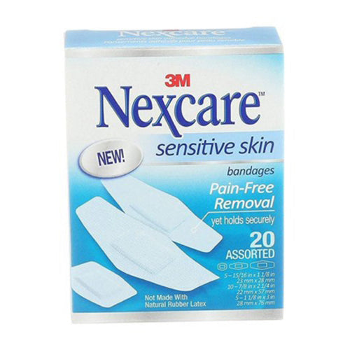 Nexcare, Nexcare Sensitive Skin White Adhesive Strip 7/8 x 1-1/4 Inch / 1-1/8 x 3 Inch / 15/16 x 1 - 1/8 Inch, Box Of 480