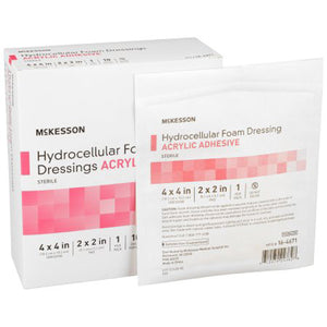 McKesson, McKesson Acrylic Adhesive with Border Foam Dressing 4 x 4 Inch, Box Of 10