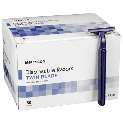 McKesson, McKesson Twin-Blade Disposable Razor Blue, Box Of 50