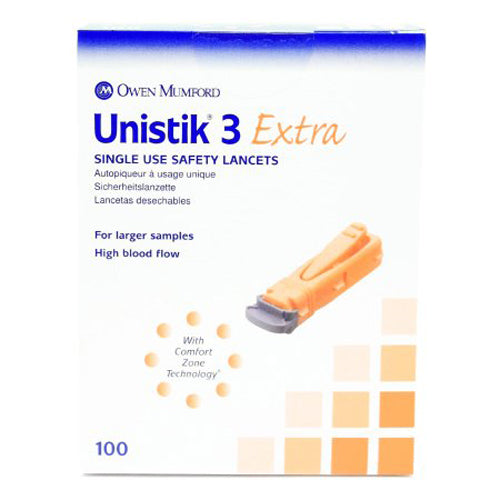 Unistik, Unistik 3 Extra Safety Lancet, Box Of 100