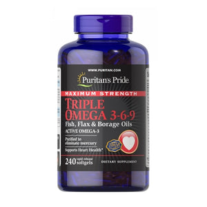 Puritan's Pride, Maximum Strength Triple Omega 3-6-9 Fish Flax & Borage Oils, 240 Softgels