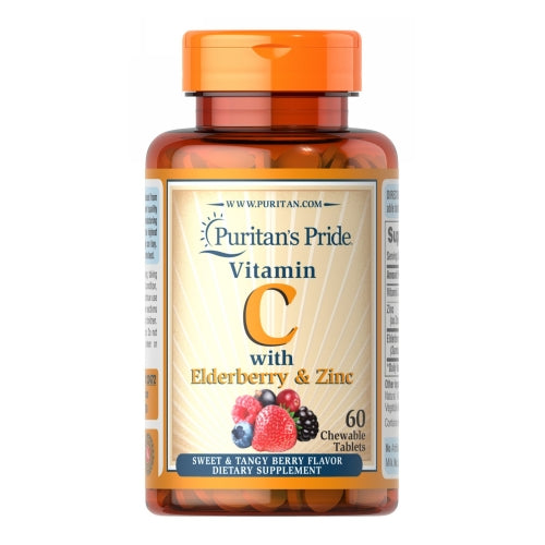 Puritan's Pride, Vitamin C with Elderberry & Zinc, 60 Chewables