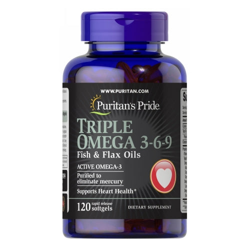 Puritan's Pride, Triple Omega 3-6-9 Fish & Flax Oils, 120 Softgels