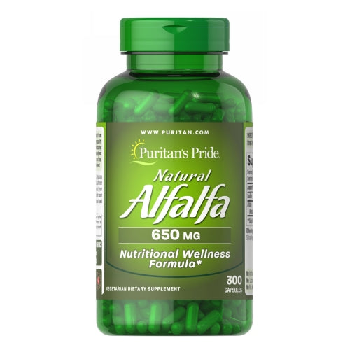 Puritan's Pride, Natural Alfalfa, 650mg, 300 Capsules