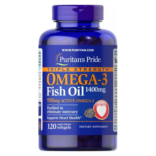 Puritan's Pride, Triple Strength Omega-3 Fish Oil, 1400 mg, 120 Softgels