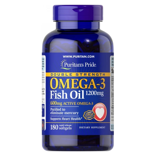 Puritan's Pride, Double Strength Omega-3 Fish Oil, 1200 mg, 180 Softgels