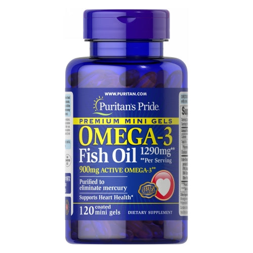 Puritan's Pride, Omega-3 Fish Oil, 645 mg, 120 Mini Coated Softgels