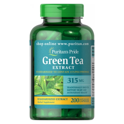 Puritan's Pride, Green Tea Standardized Extract, 315 mg, 200 Capsules