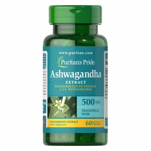 Puritan's Pride, Ashwagandha Standardized Extract, 500 mg, 60 Capsules