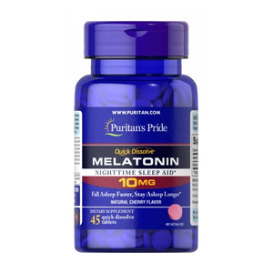 Puritan's Pride, Quick Dissolve Melatonin, 10 mg, Cherry Flavor 45 Tablets