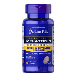 Puritan's Pride, Bi-Layered Melatonin, 10 mg, 60 Tablets