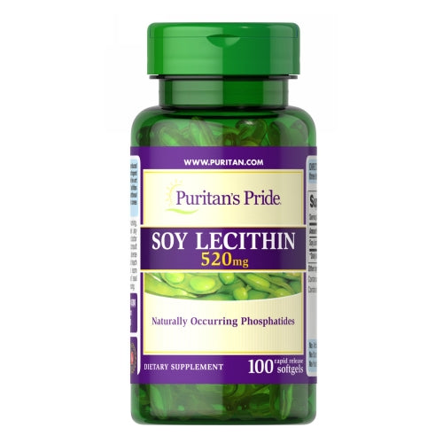 Puritan's Pride, Soy Lecithin, 520 mg, 100 Rapid Release Softgels