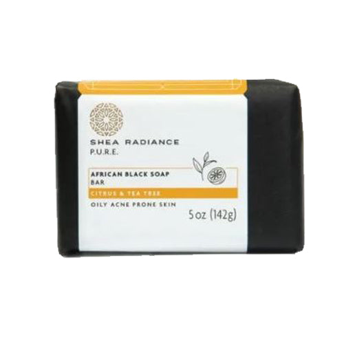 Shea Radiance, African Black Soap Bar Tea Tree + Citrus, 5 Oz