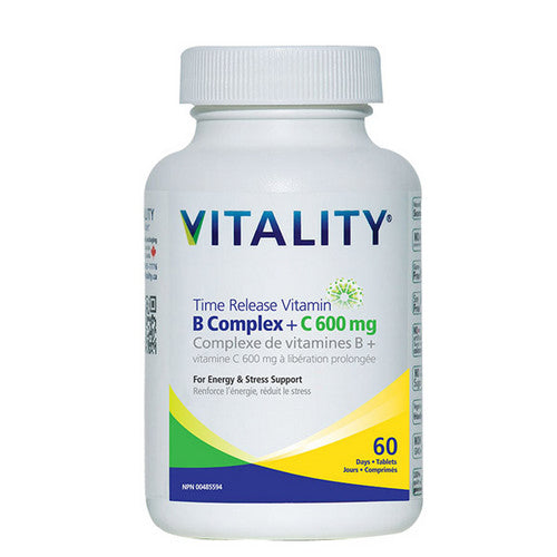 Vitality, VITALITY Time Release B Complex 60 +C 600mg, 60 Tabs