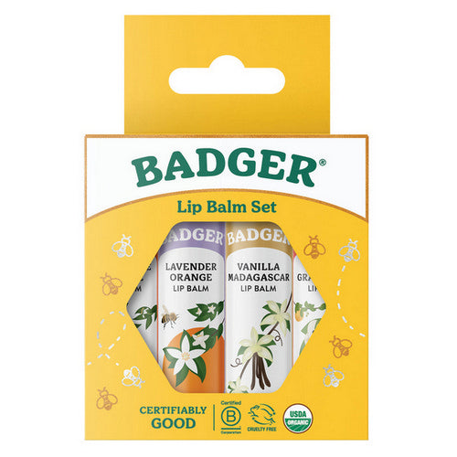 Badger Balm, Classic Lip Balm Set Gold, 4 Count