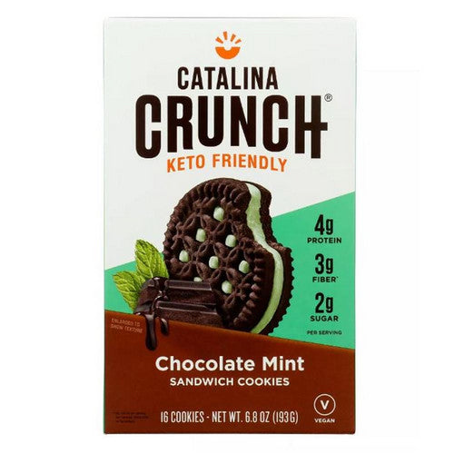 Catalina Crunch, Keto Friendly Chocolate Mint Sandwich Cookies, 6.8 Oz(Case Of 6)