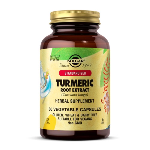 Solgar, Standardized Turmeric Root Extract Vegetable Capsules, 60 V Caps