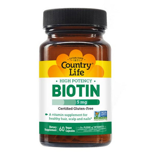 Country Life, Biotin High Potency Vegetarian, 5 MG, 120 Caps