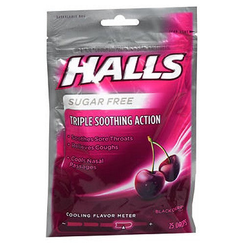 Halls, Halls Cough Drops Sugar Free, Black Cherry 25 Each